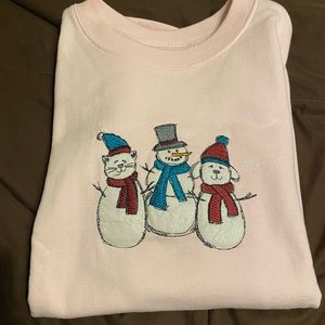 Girl’s Small Pink Sweatshirt with Three Snowmen
